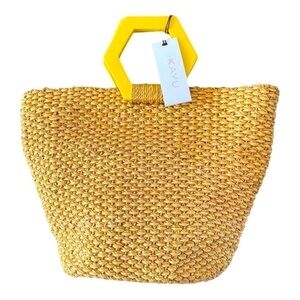 Kayu Raffia Geometric Handle Bag NWT
